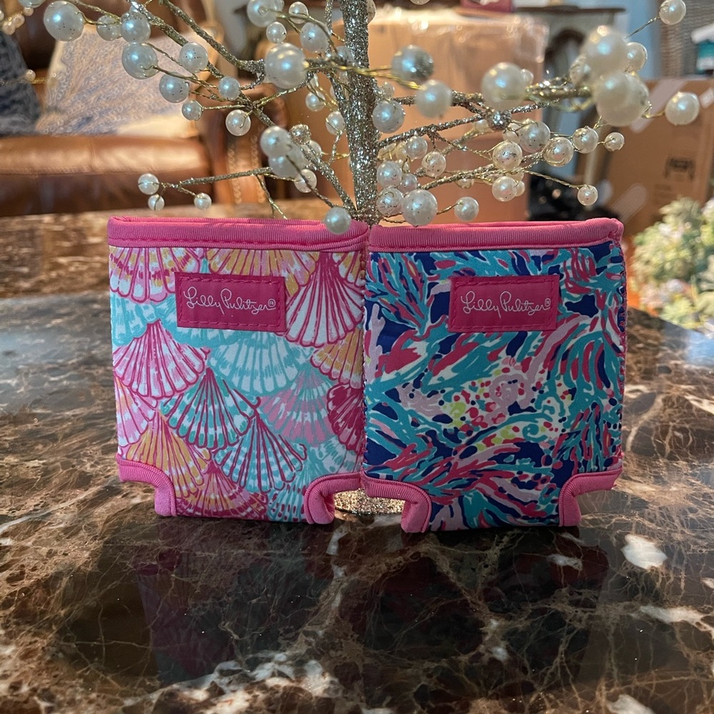 Set of two Lilly Pulitzer Pink and Blue Drink Holders